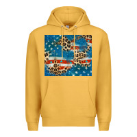 Mustard leopard glitter american flag Premium Hoodie - CowGirlArtShop