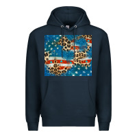Navy leopard glitter american flag Premium Hoodie - CowGirlArtShop