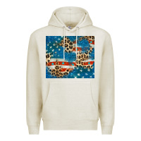 Oatmeal Heather leopard glitter american flag Premium Hoodie - CowGirlArtShop
