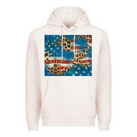 Pale Pink leopard glitter american flag Premium Hoodie - CowGirlArtShop