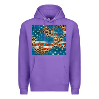 Purple leopard glitter american flag Premium Hoodie - CowGirlArtShop