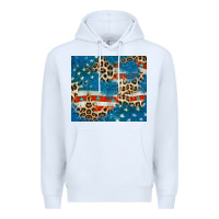 White leopard glitter american flag Premium Hoodie - CowGirlArtShop