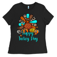 Black happy turkey day Ladies Tee - JahusDesignShop