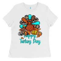 White happy turkey day Ladies Tee - JahusDesignShop
