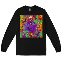 Black halloween party seamless pattern Long Sleeve Tee - BundleAndBundleShop