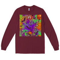 Burgundy halloween party seamless pattern Long Sleeve Tee - BundleAndBundleShop