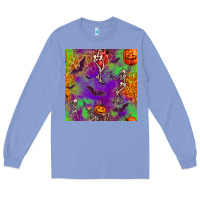 Colony Blue halloween party seamless pattern Long Sleeve Tee - BundleAndBundleShop