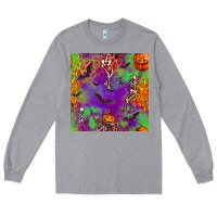 Heather Grey halloween party seamless pattern Long Sleeve Tee - BundleAndBundleShop