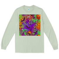 Matcha halloween party seamless pattern Long Sleeve Tee - BundleAndBundleShop