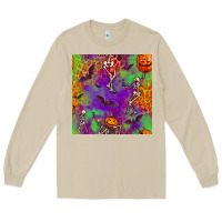 Mushroom halloween party seamless pattern Long Sleeve Tee - BundleAndBundleShop