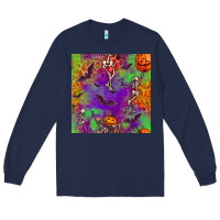 Navy halloween party seamless pattern Long Sleeve Tee - BundleAndBundleShop