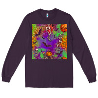 Plum halloween party seamless pattern Long Sleeve Tee - BundleAndBundleShop