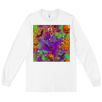 White halloween party seamless pattern Long Sleeve Tee - BundleAndBundleShop