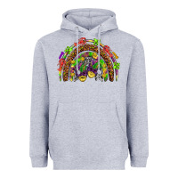 Heather Grey Mardi Gras rainbow Heavyweight Hoodie - HowdyJamesFarm