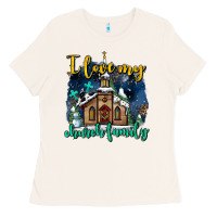 Bone Christmas church and snow   ı love my church family Ladies Tee - AdoDesignShop