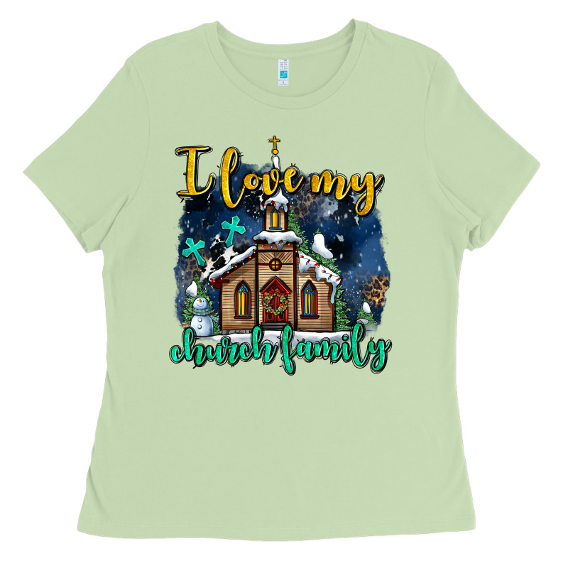 Christmas Church And Snow   ı Love My Church Family Ladies Tee by AdoDesignShop | Teevron