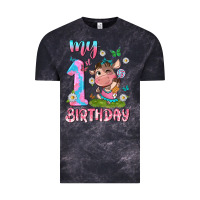Cloud Black my 1 st birthday with little cute cow Vintage Tee - NancyCooperArtShop