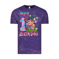Cloud Purple my 1 st birthday with little cute cow Vintage Tee - NancyCooperArtShop