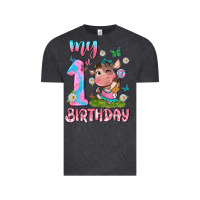 Vintage Black my 1 st birthday with little cute cow Vintage Tee - NancyCooperArtShop