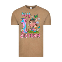 Vintage Coffee my 1 st birthday with little cute cow Vintage Tee - NancyCooperArtShop