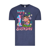 Vintage Denim my 1 st birthday with little cute cow Vintage Tee - NancyCooperArtShop