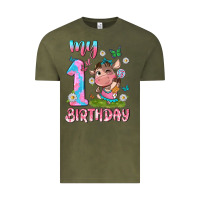 Vintage Olive my 1 st birthday with little cute cow Vintage Tee - NancyCooperArtShop