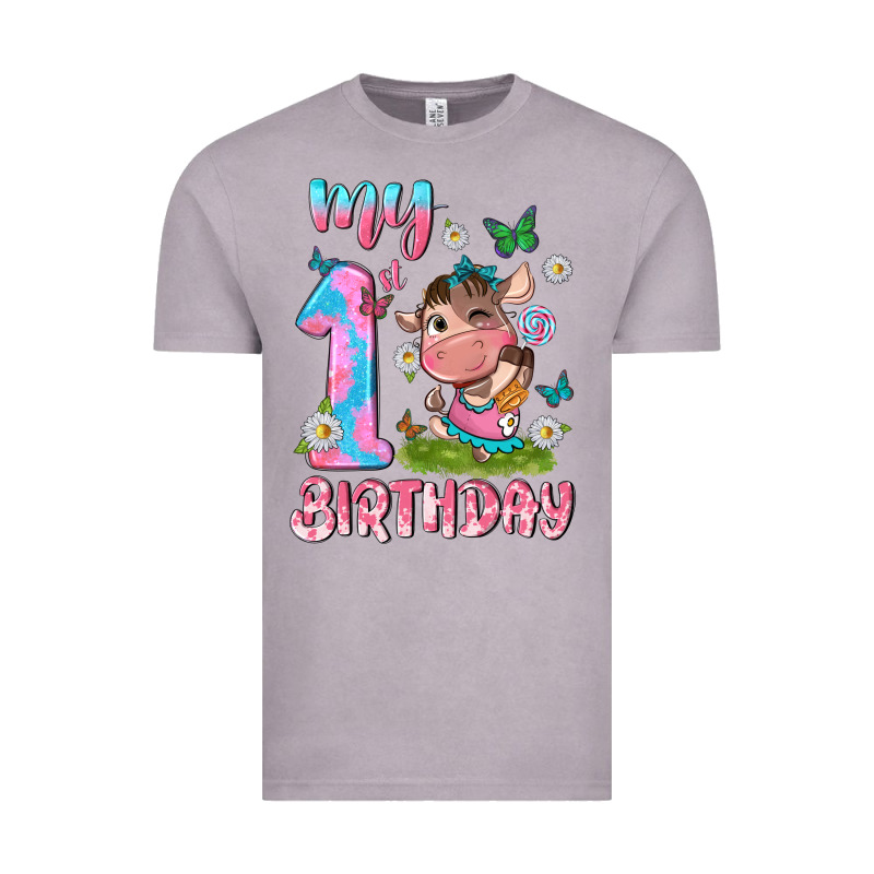 My 1 St Birthday With Little Cute Cow Vintage Tee by NancyCooperArtShop | Teevron