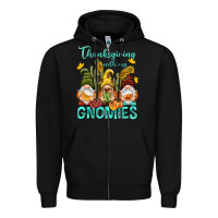 Black Thanksgiving With My Gnomes Zipper Hoodie - NancyCooperArtShop