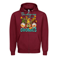 Burgundy Thanksgiving With My Gnomes Zipper Hoodie - NancyCooperArtShop