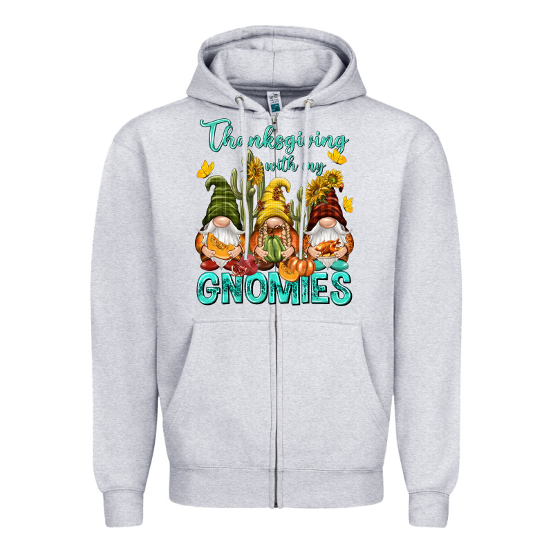 Thanksgiving With My Gnomes Zipper Hoodie by NancyCooperArtShop | Teevron