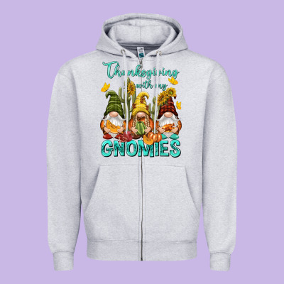 Thanksgiving With My Gnomes Zipper Hoodie Designed By Nancycooperartshop