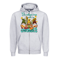 Heather Grey Thanksgiving With My Gnomes Zipper Hoodie - NancyCooperArtShop