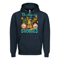 Navy Thanksgiving With My Gnomes Zipper Hoodie - NancyCooperArtShop
