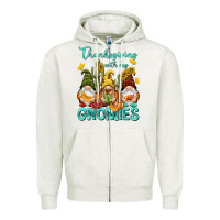 Oatmeal Heather Thanksgiving With My Gnomes Zipper Hoodie - NancyCooperArtShop