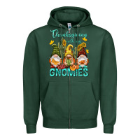 Sports Green Thanksgiving With My Gnomes Zipper Hoodie - NancyCooperArtShop