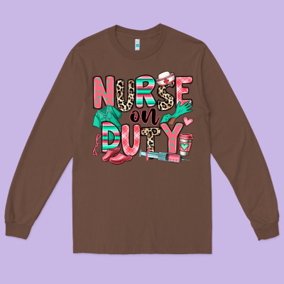 Nurse On Duty Long Sleeve Tee Designed By Ranaportraitstore