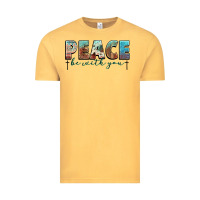 Vintage Mustard peace be with you cross Vintage Tee - NancyCooperArtShop