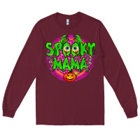 Burgundy spooky mama Long Sleeve Tee - BundleAndBundleShop
