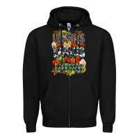 Black Leaves lattes Fall pumpkin Zipper Hoodie - NancyCooperArtShop