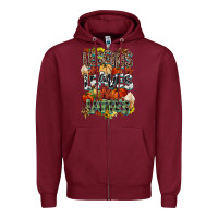 Burgundy Leaves lattes Fall pumpkin Zipper Hoodie - NancyCooperArtShop