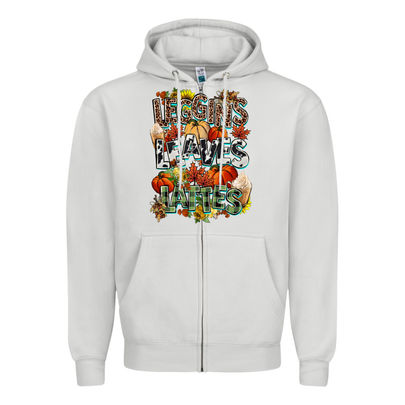 Leaves Lattes Fall Pumpkin Zipper Hoodie by NancyCooperArtShop | Teevron