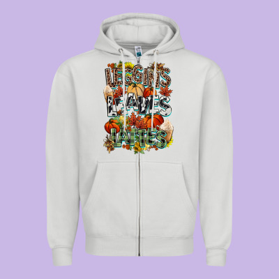 Leaves Lattes Fall Pumpkin Zipper Hoodie Designed By Nancycooperartshop