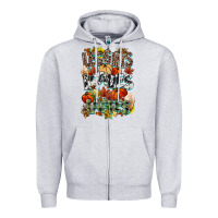 Heather Grey Leaves lattes Fall pumpkin Zipper Hoodie - NancyCooperArtShop