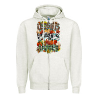Oatmeal Heather Leaves lattes Fall pumpkin Zipper Hoodie - NancyCooperArtShop