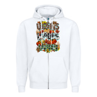 White Leaves lattes Fall pumpkin Zipper Hoodie - NancyCooperArtShop