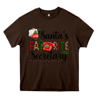 Chocolate Brown santa's favorite secretary Heavy Core Tee - AdoDesignShop