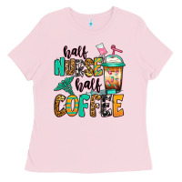 Bubblegum Pink half nurse half coffee Ladies Tee - Jasminsmagicworld