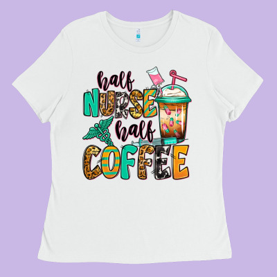 Half Nurse Half Coffee Ladies Tee Designed By Jasminsmagicworld