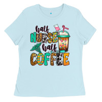 Baby Blue half nurse half coffee Ladies Tee - Jasminsmagicworld