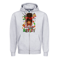 Heather Grey santa's favorite nail artist afro messy bun Zipper Hoodie - texasbilliewilder